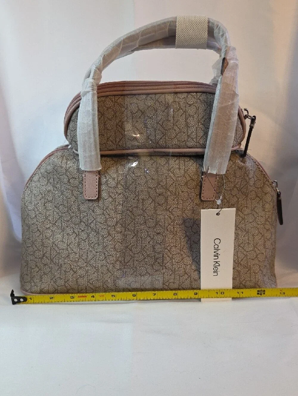 Women’s Pink Monogram Dome Handbag With Matching Cosmetic Bag